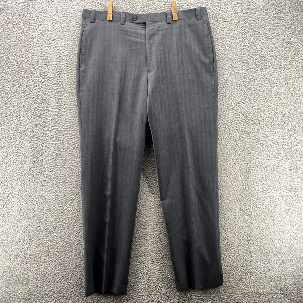 Vintage Ralph Lauren Dress Pants Adult 38x34 Grey Classic 100% WOOL Trouser Mens